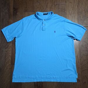 Polo Ralph Lauren Shirt Mens 4XLT Tall Blue Short Sleeve Casual Dad Preppy